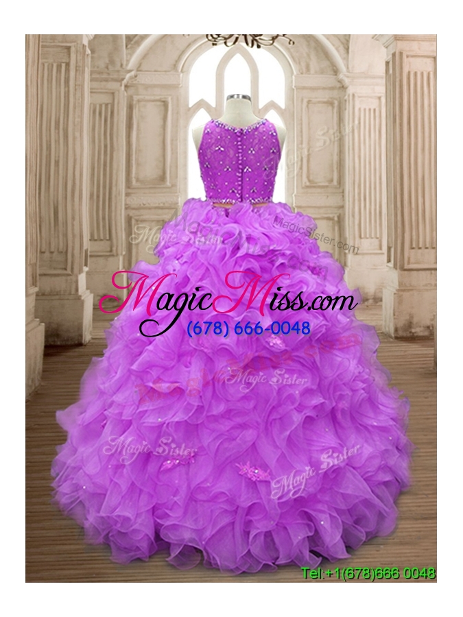 wholesale wonderful beaded and ruffled scoop sweet 16 dress in lilac