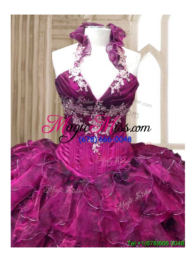 wholesale new arrivals organza quinceanera dress with appliques and ruffles