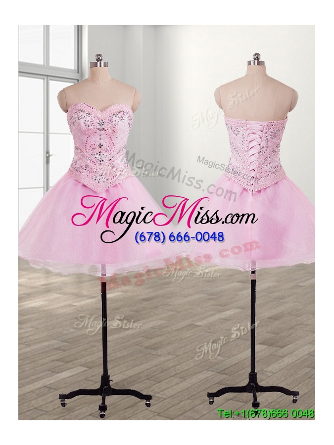 wholesale lovely baby pink detachable quinceanera dress with beading and ruffles
