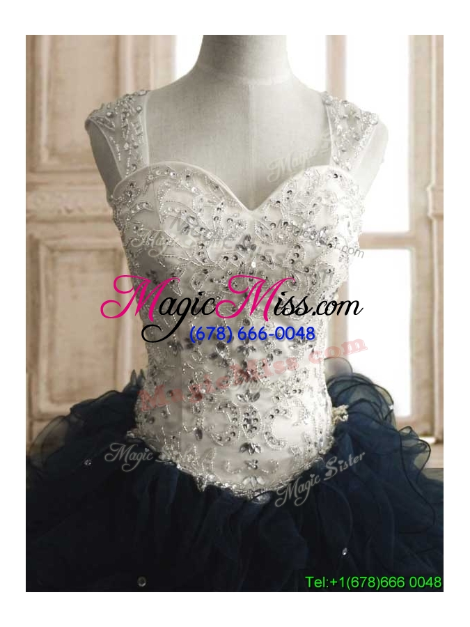 wholesale modest straps organza sweet 16 dress with beading and ruffles