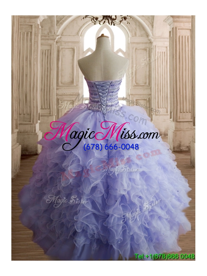 wholesale best selling beaded and ruffled sweet 16 dress in lilac