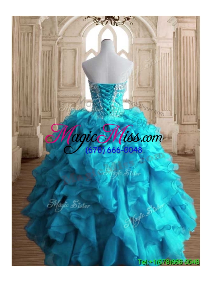 wholesale new arrivals beaded and ruffled quinceanera dress in teal