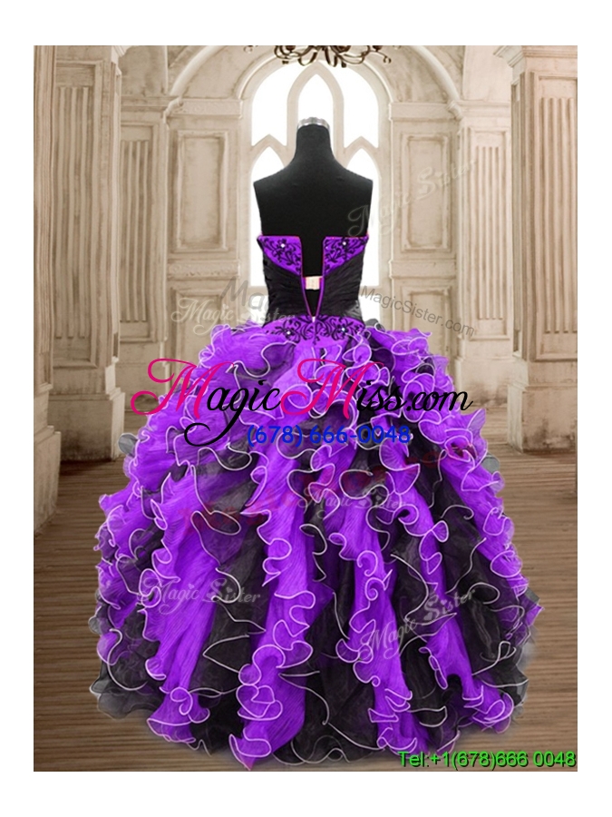 wholesale latest big puffy beading and ruffles quinceanera dress in organza