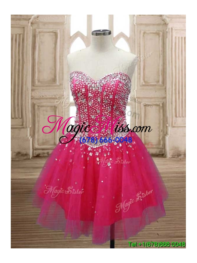 wholesale wonderful a line hot pink detachable quinceanera dress with beading