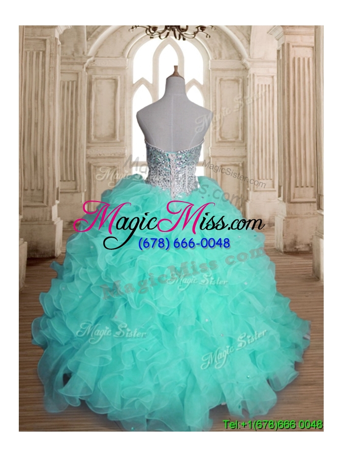 wholesale pretty apple green sweet 16 dress with beading and ruffles for spring