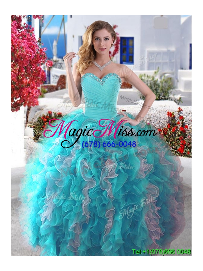 wholesale best selling big puffy detachable quinceanera dresses with beading and ruffles