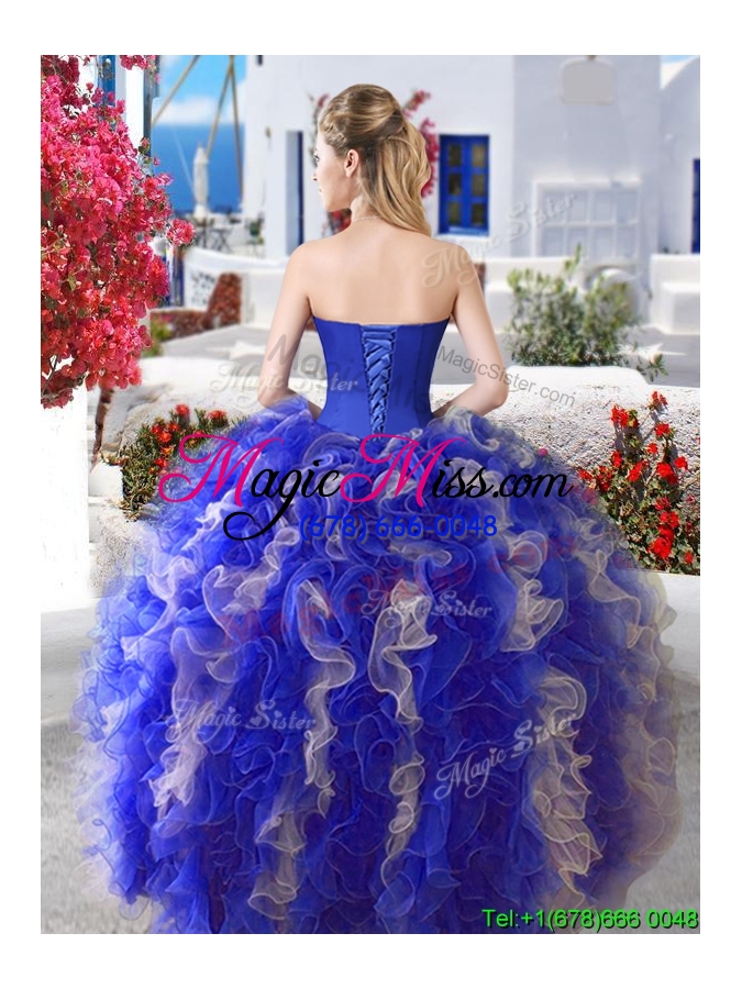 wholesale elegant royal blue and champagne detachable sweet 16 dresses with appliques and ruffles