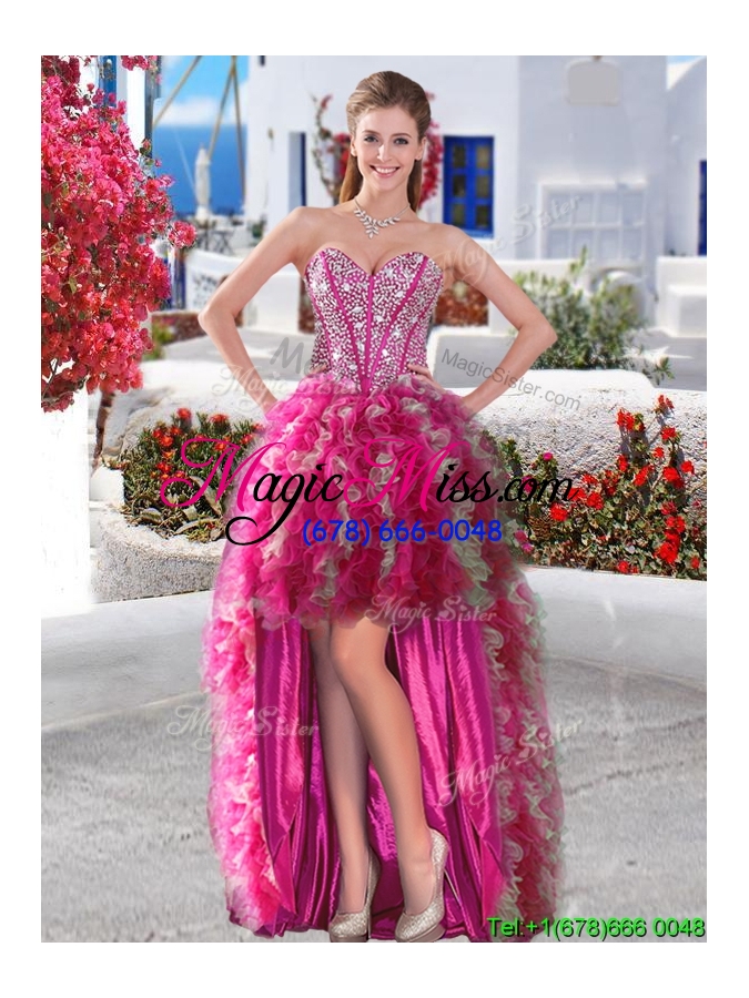 wholesale wonderful big puffy beaded and ruffled detachable quinceanera dresses in organza
