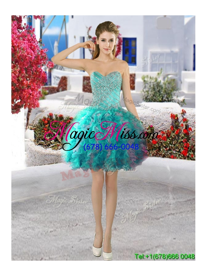 wholesale classical beaded and ruffled big puffy detachable quinceanera dresses in organza