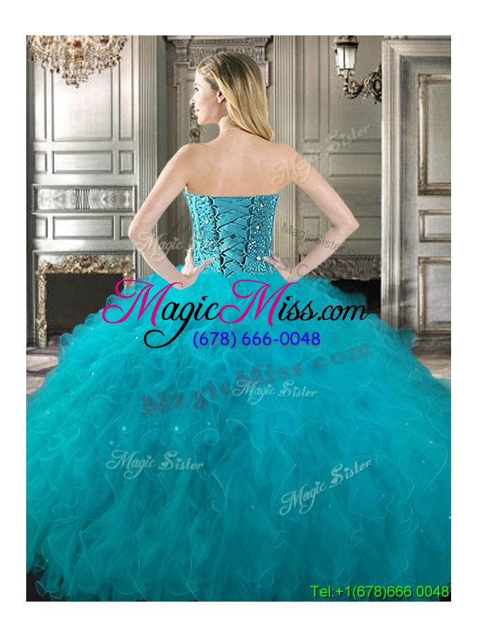 wholesale romantic tulle red detachable sweet 16 dresses with beading and ruffles