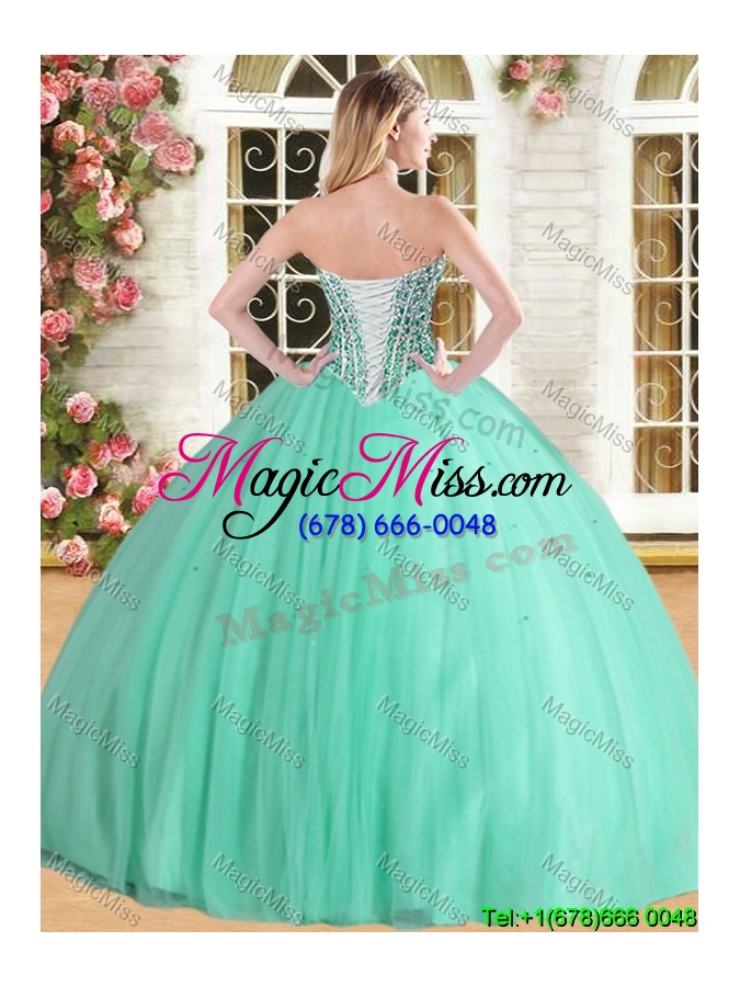 wholesale visible boning beaded bodice tulle sweet 16 dress in baby blue