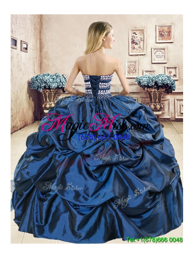 wholesale luxurious royal blue sweet 16 dress with beading and embriodery