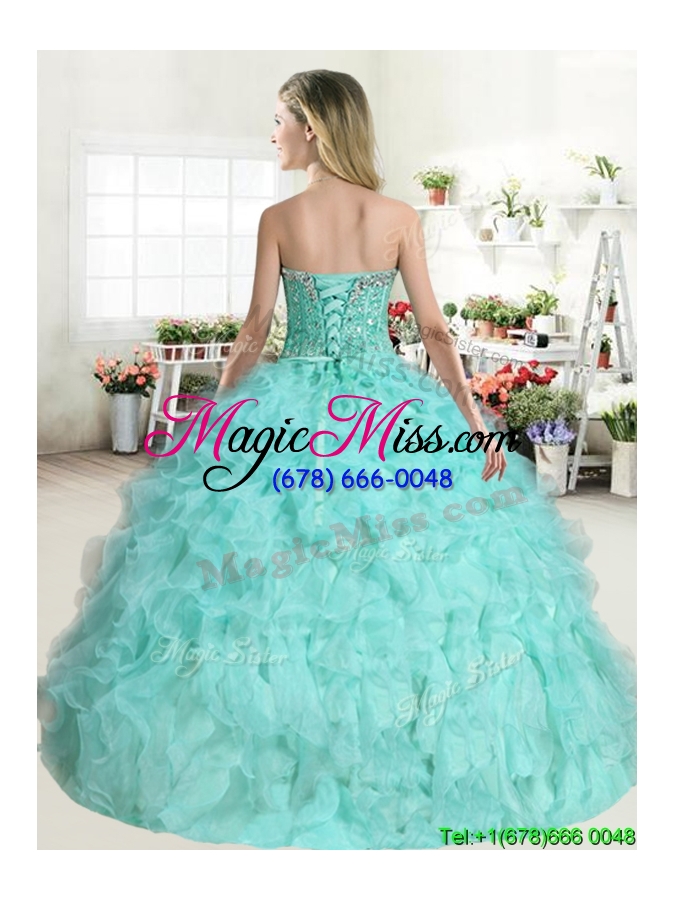 wholesale classical apple green sweet 16 dress with beading and ruffles for spring