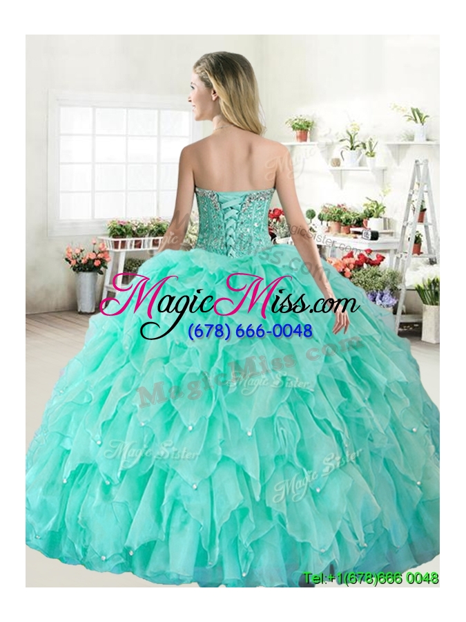 wholesale visible boning beaded bodice and ruffled quinceanera dress in apple green