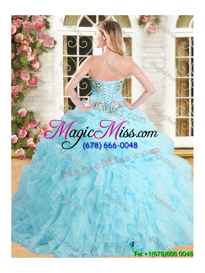 wholesale discount organza pink sweet 16 dress with appliques and ruffles