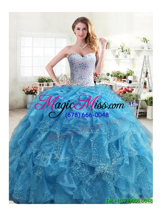 wholesale beautiful really puffy quinceanera dress with beading and ruffles