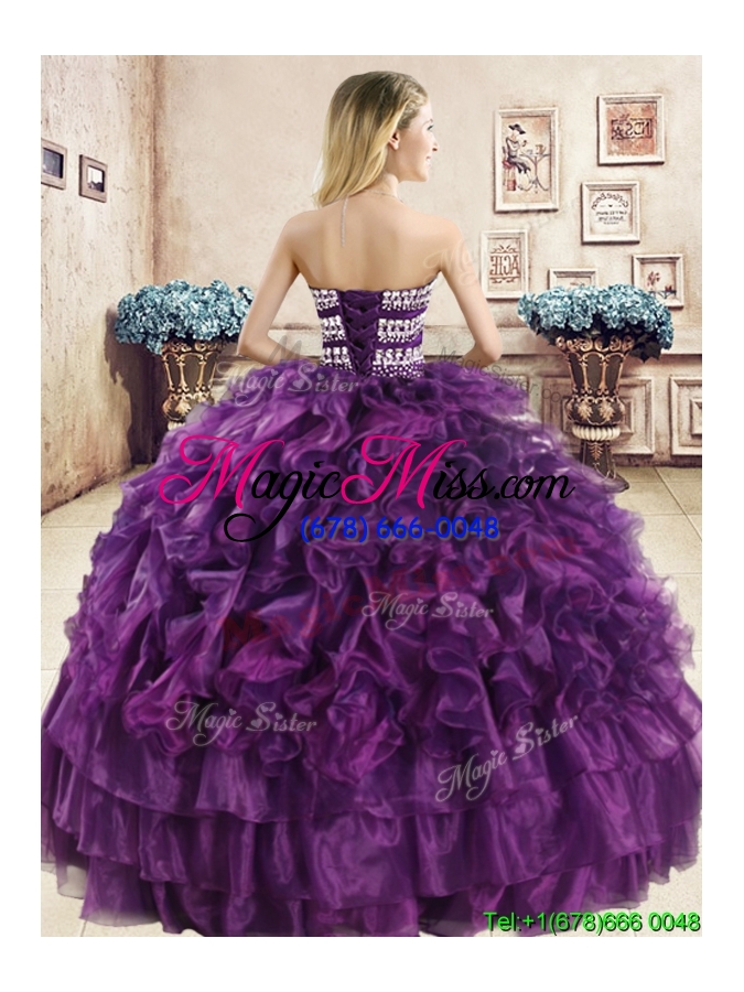 wholesale perfect big puffy navy blue quinceanera dress with beading and ruffles