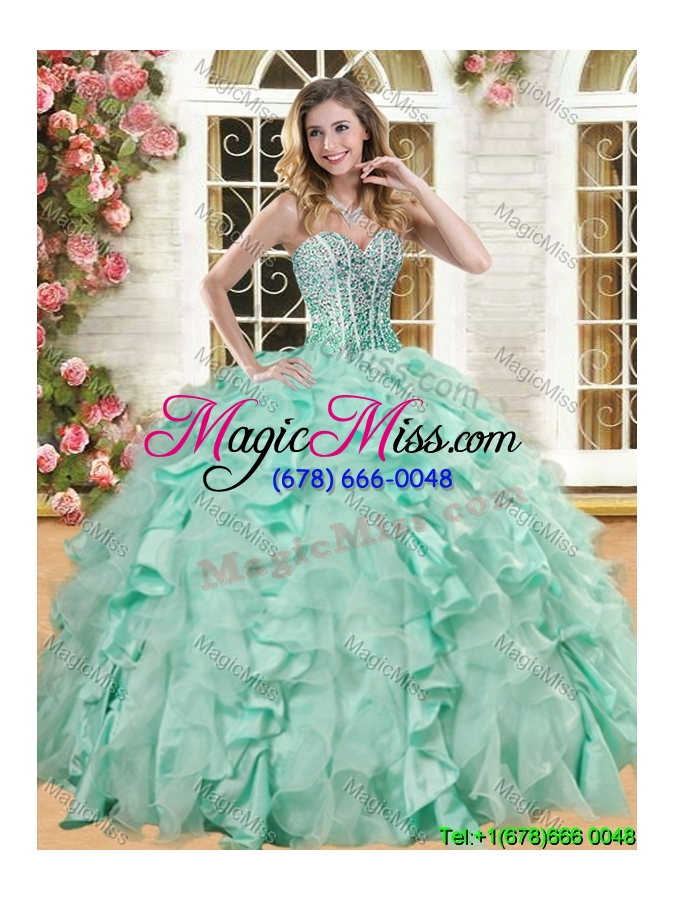 wholesale luxurious big puffy light blue quinceanera dress with beading and ruffles