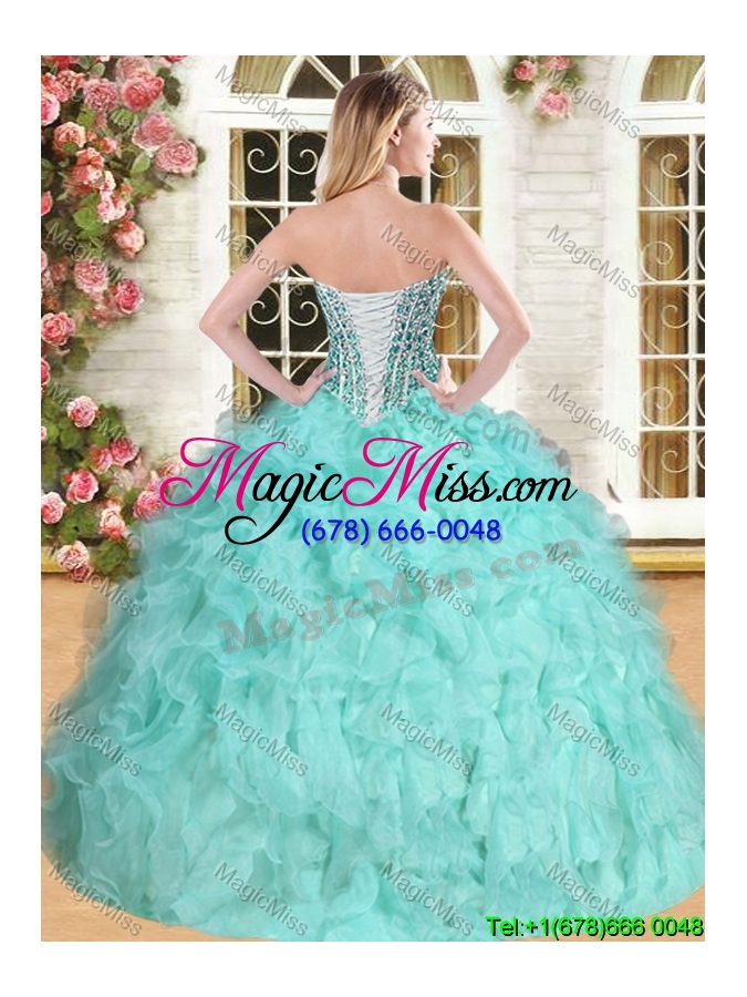 wholesale exclusive beaded and ruffled quinceanera dress in apple green