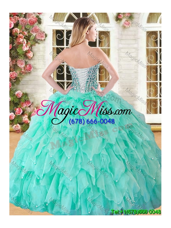 wholesale lovely spring green sweet 16 dress with beading and ruffles