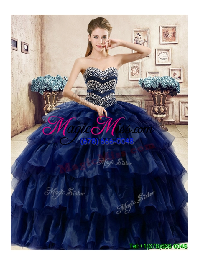 wholesale perfect big puffy organza quinceanera dress with beading and ruffled layers