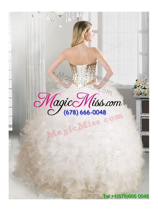 wholesale lovely big puffy white quinceanera dress with beading and ruffles