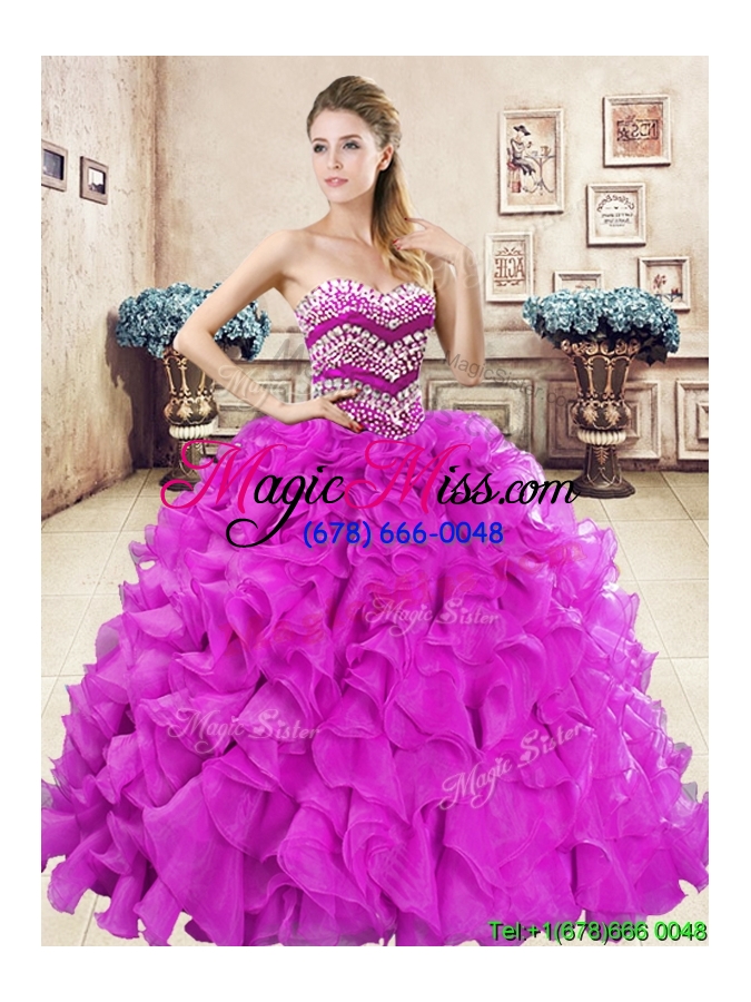 wholesale wonderful big puffy quinceanera dress with beading and ruffles