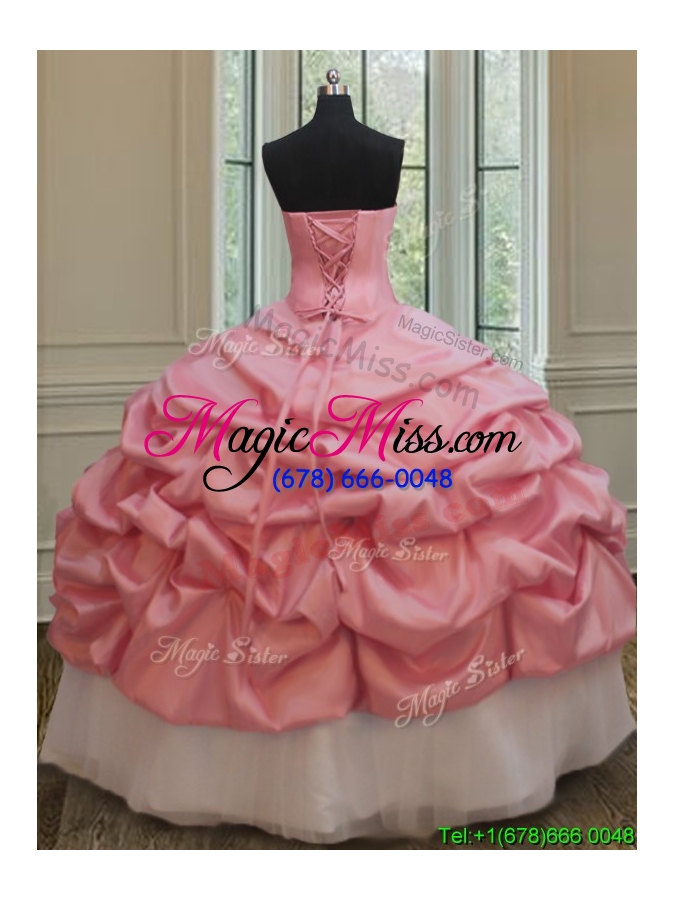 wholesale 2017 perfect beaded and bubble watermelon and white quinceanera dress in taffeta and tulle