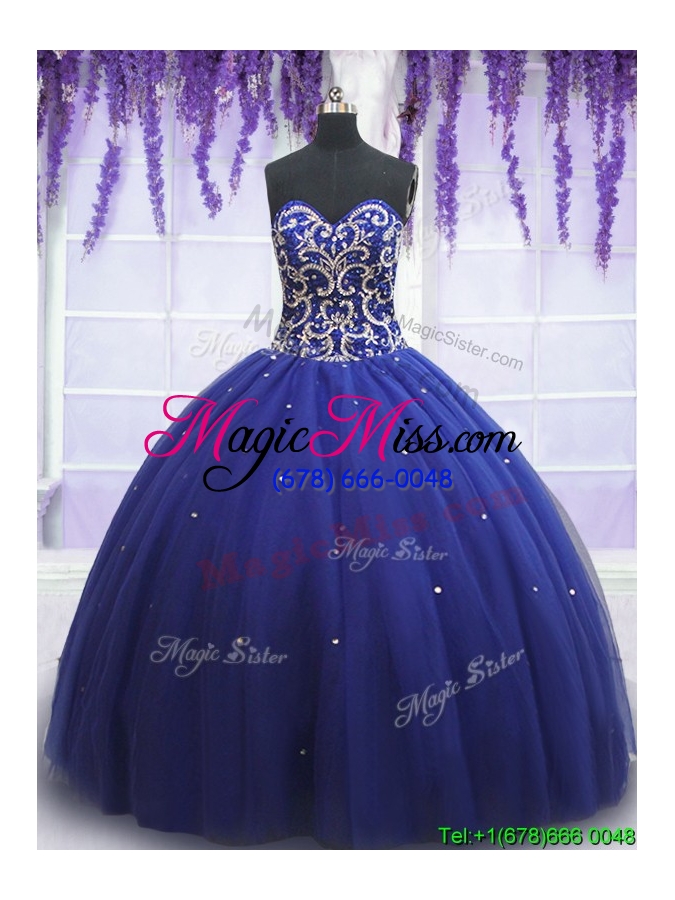 wholesale 2017 beautiful beaded bodice royal blue sweet 15 dress in tulle