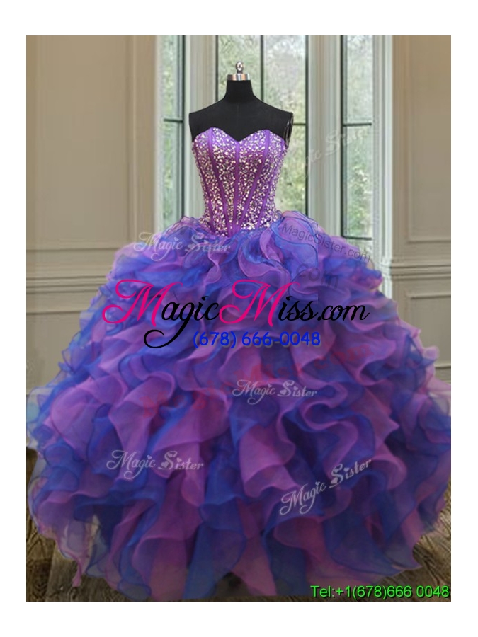 wholesale gorgeous big puffy sweetheart quinceanera dress in purple and blue