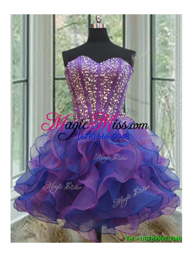 wholesale exclusive visible boning purple and blue detachable quinceanera dress in organza
