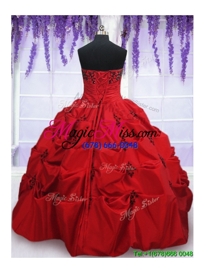 wholesale luxurious strapless applique and bubble red quinceanera dress in taffeta