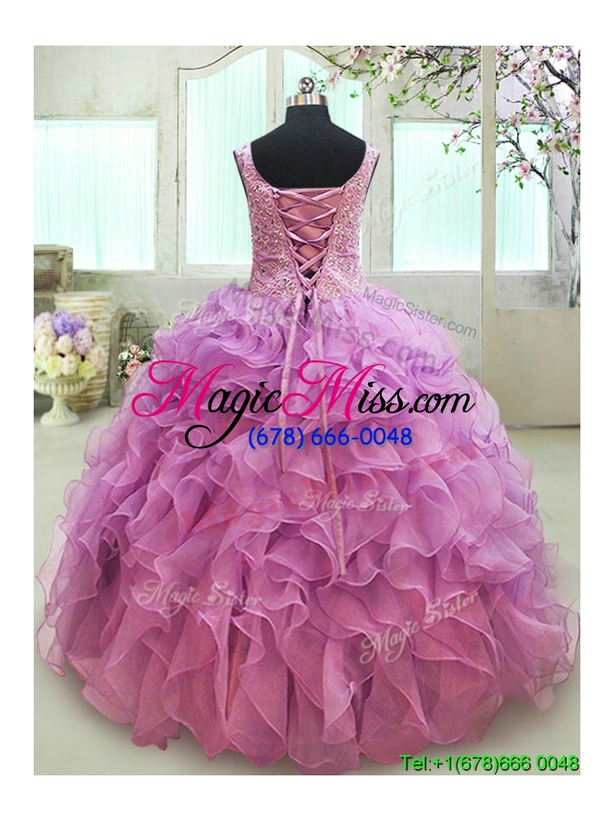 wholesale gorgeous big puffy v neck beaded and ruffled quinceanera dress in organza