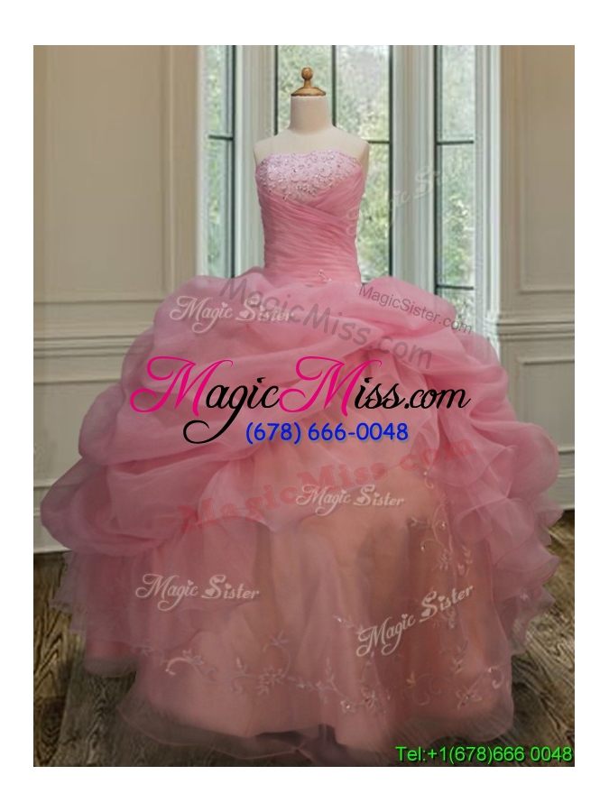wholesale latest really puffy strapless watermelon red sweet 15 dress with appliques