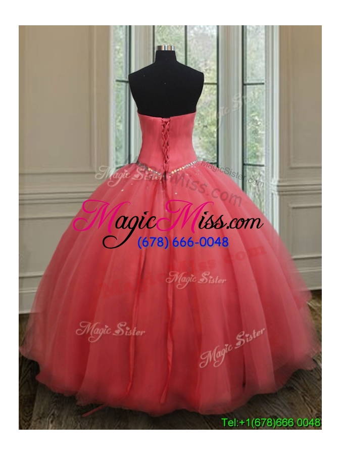 wholesale beautiful sweetheart beaded bodice quinceanera gown in watermelon red