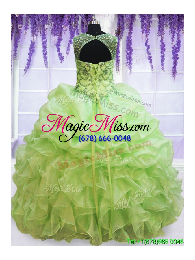 wholesale wonderful see through scoop beaded bubble quinceanera dress in spring green