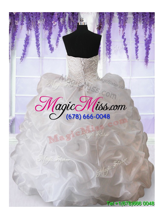 wholesale modern applique beaded bodice and bubble quinceanera dress in white