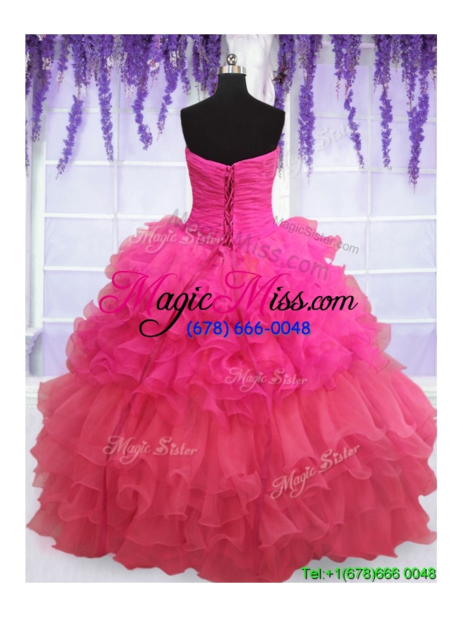 wholesale modest strapless beaded bodice and ruffled layers quinceanera dress in two tone
