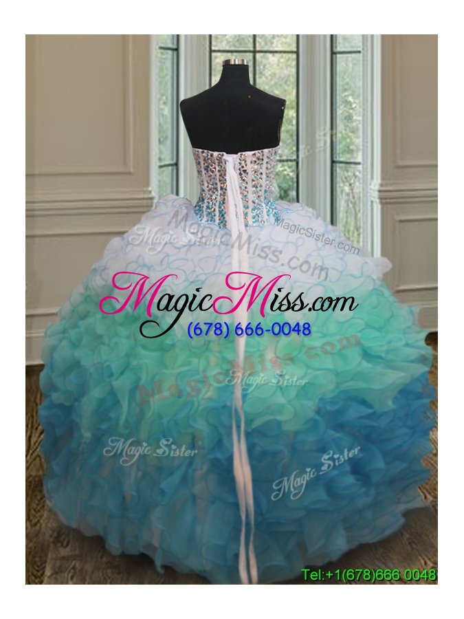 wholesale classical visible boning gradient color quinceanera dress in organza
