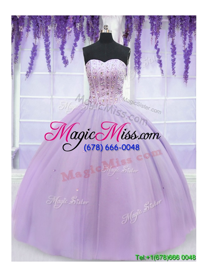 wholesale gorgeous visible boning beaded bodice lavender quinceanera dress in organza