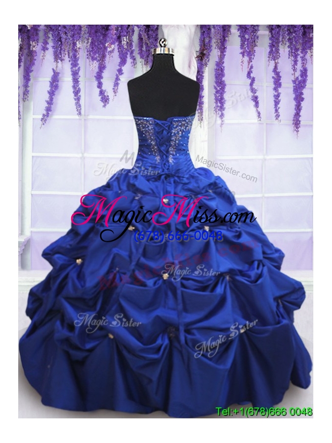 wholesale new style beaded and bubble taffeta quinceanera dress in royal blue