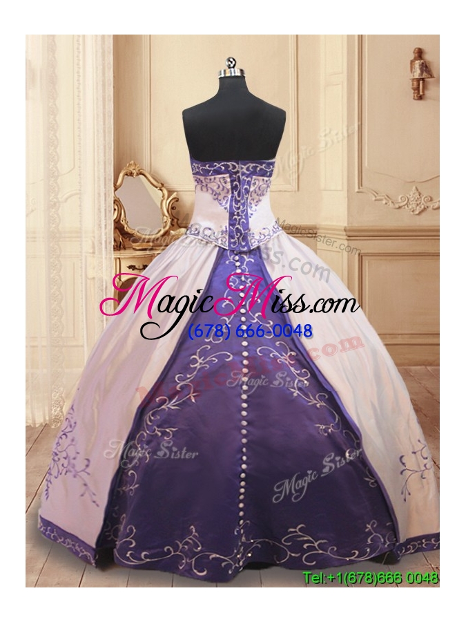 wholesale zipper up strapless embroideried and beaded quinceanera dress in satin
