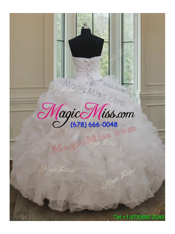 wholesale gorgeous sweetheart bubble white quinceanera dress with sequins and ruffles