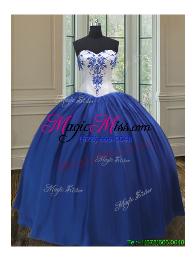 wholesale new arrivals taffeta royal blue quinceanera gown with embroidery