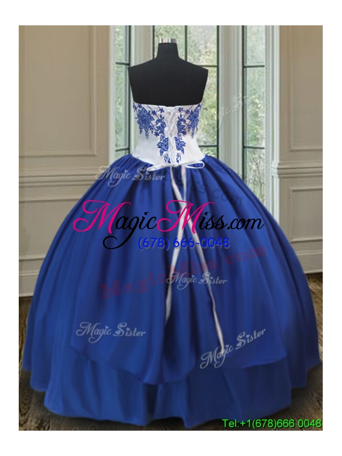 wholesale new arrivals taffeta royal blue quinceanera gown with embroidery