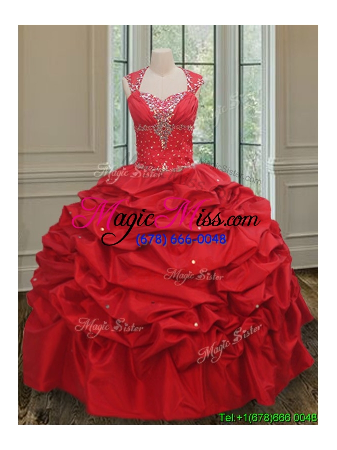 wholesale new arrivals puffy skirt taffeta quinceanera dress with beading and pick ups