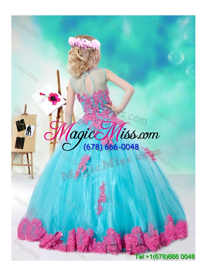 wholesale cheap scoop multi color flower girl dresses with appliques