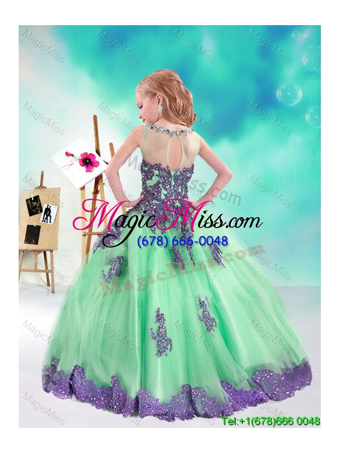 wholesale sweet multi color flower girl dresses with appliques and beading