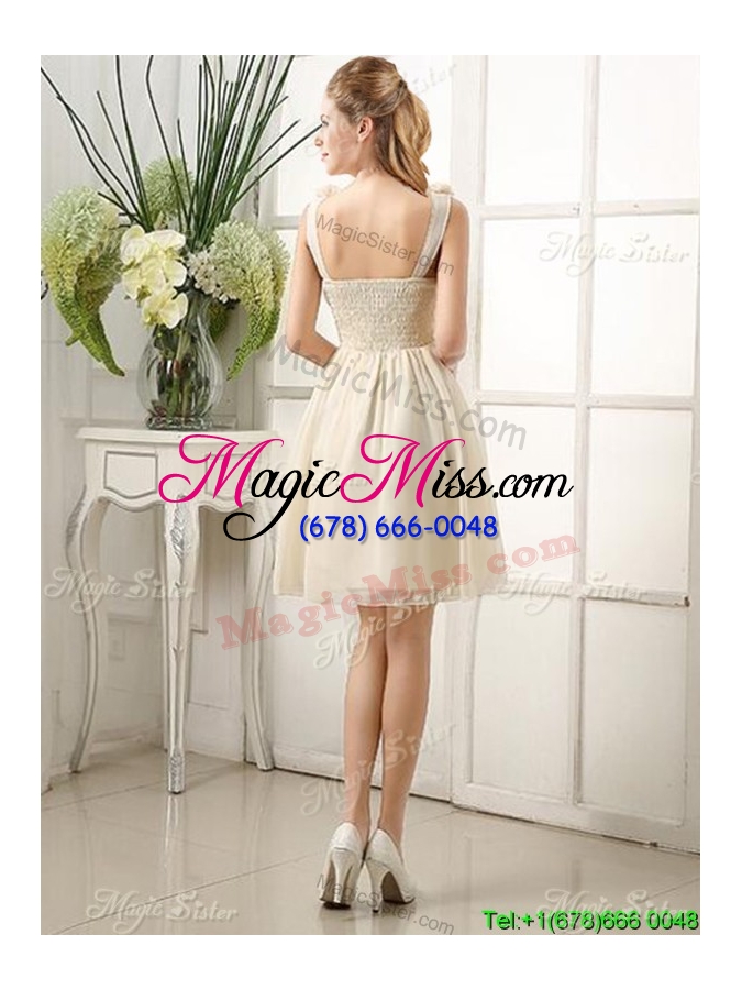 wholesale wonderful straps chiffon dama dress with handmade flowers and ruching