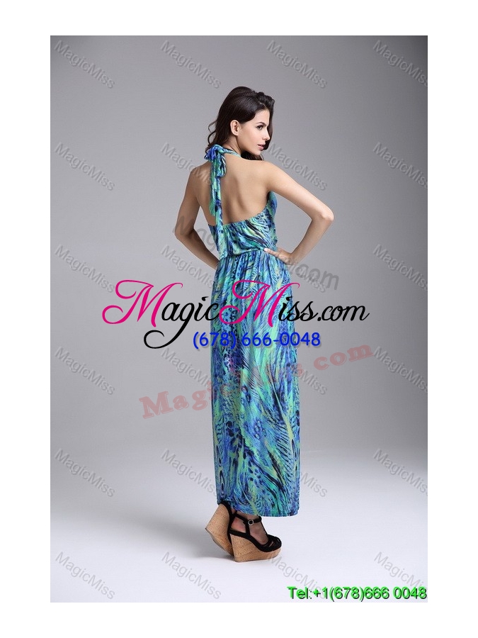 wholesale chiffon halter multi-color fashion dresses for summer